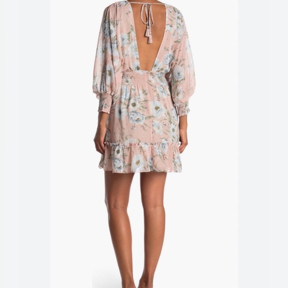 Elegant floral boho dress size small pink and baby blue - Picture 2 of 2